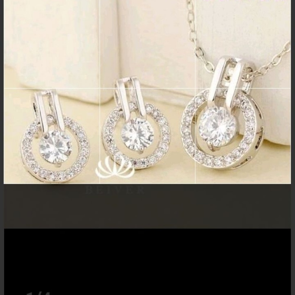 White Topaz White Gold Pendant Necklace - Picture 2 of 3